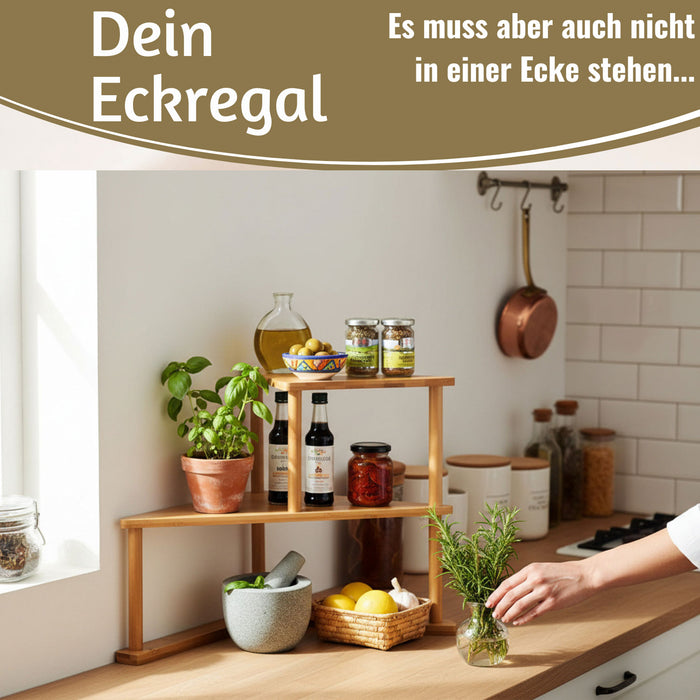 KI-generiertes Bild,Holz Küchenregal Eckregal 39x52cm stehend Aufbewahrungsregal Gewürzregal