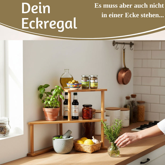 Holz Küchenregal Eckregal 39x52cm stehend Aufbewahrungsregal Gewürzregal