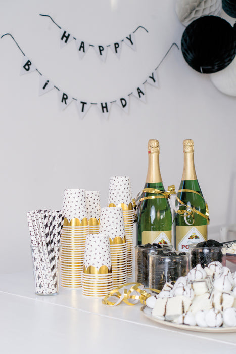 JaBaDaBaDo 24 Papier Trinkhalme Schwarz Weiß Strohhalm Geburtstag Z17307