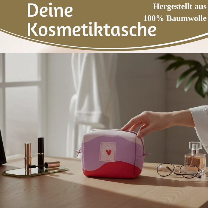 KI-generiertes Bild,Kosmetiktasche Herz 14x11cm kleine Schminktasche Kulturtasche Waschtasche