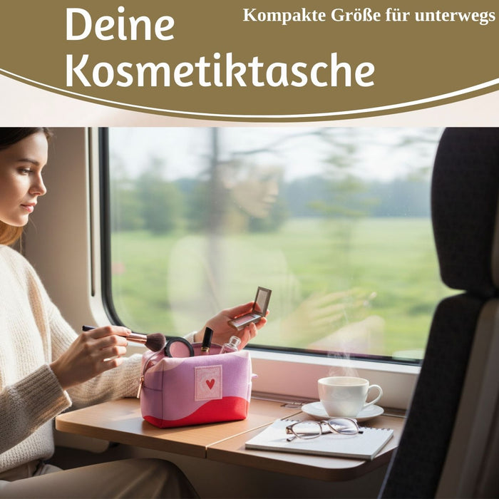 KI-generiertes Bild,Kosmetiktasche Herz 14x11cm kleine Schminktasche Kulturtasche Waschtasche