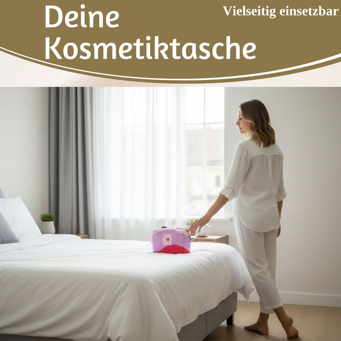 KI-generiertes Bild,Kosmetiktasche Herz 14x11cm kleine Schminktasche Kulturtasche Waschtasche