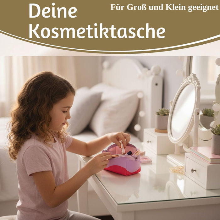 KI-generiertes Bild,Kosmetiktasche Herz 14x11cm kleine Schminktasche Kulturtasche Waschtasche