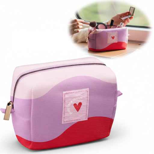 KI-generiertes Bild Kosmetiktasche Herz 14x11cm kleine Schminktasche Kulturtasche Waschtasche