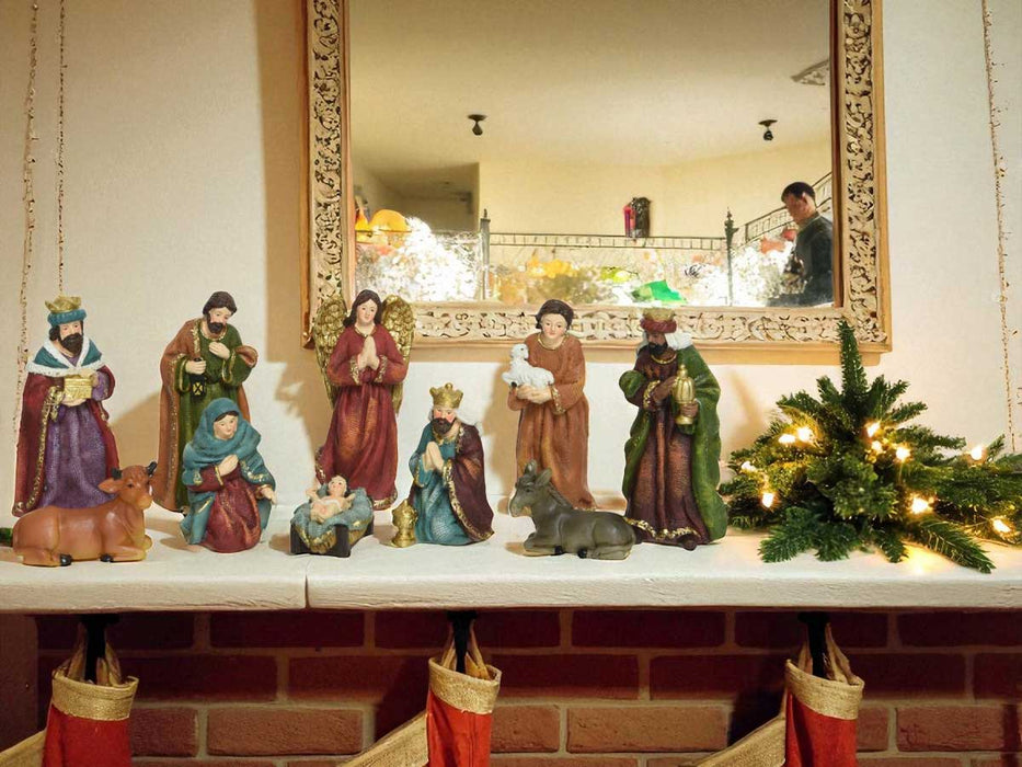 Krippenfiguren Set 10 Figuren 13cm Traditionell Handbemalt Krippe Krippenset Xmas