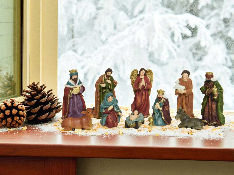Krippenfiguren Set 10 Figuren 13cm Traditionell Handbemalt Krippe Krippenset Xmas