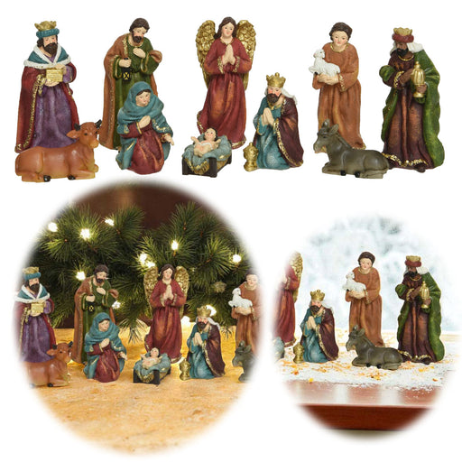 Krippenfiguren Set 10 Figuren 13cm Traditionell Handbemalt Krippe Krippenset Xmas