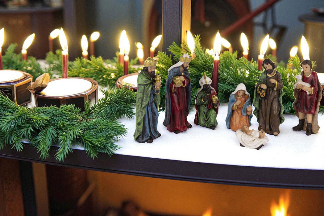 Krippenfiguren Set 7 Figuren 12cm Traditionell Handbemalt Krippe Krippenset Xmas