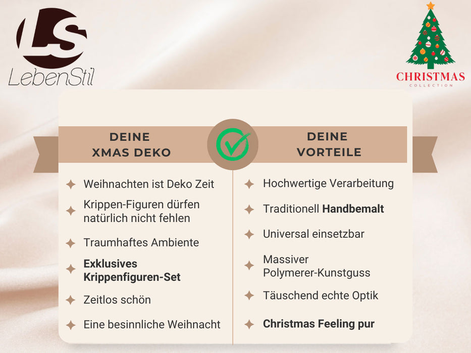 KI-generiertes Bild,Krippenfiguren Set 8 Figuren 11cm Traditionell Handbemalt Krippe Krippenset Xmas