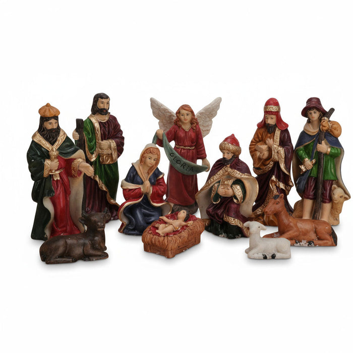 Krippenfiguren Set 11 Figuren 10cm Traditionell Handbemalt Krippe Krippenset Xmas