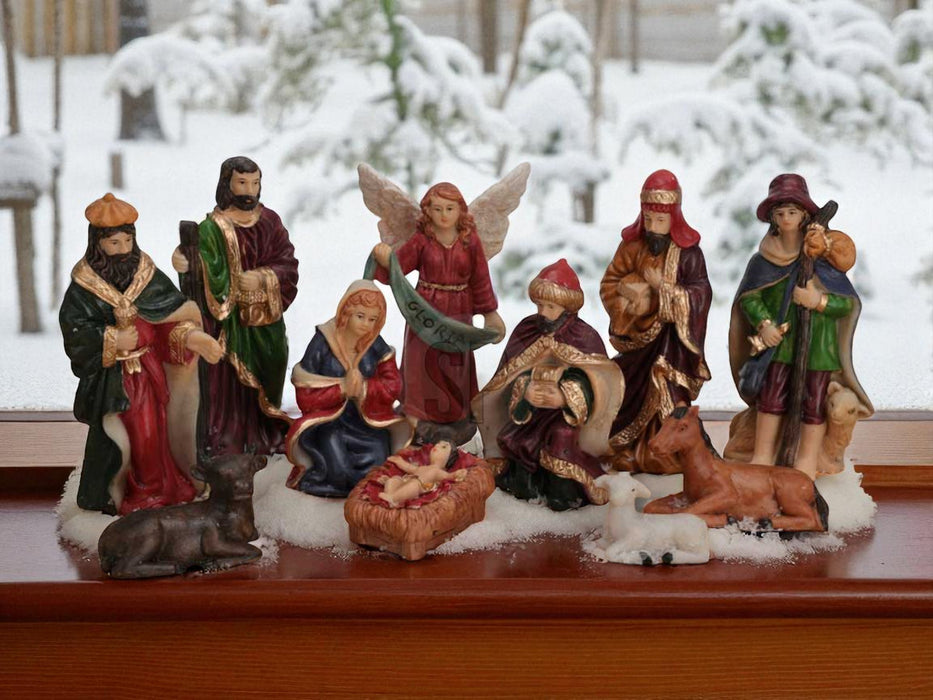 Krippenfiguren Set 11 Figuren 10cm Traditionell Handbemalt Krippe Krippenset Xmas