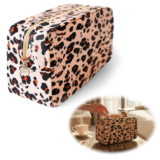 Mimi's Glow Kulturtasche Romy 26x14cm Leo Beige Schminktasche Kosmetiktasche