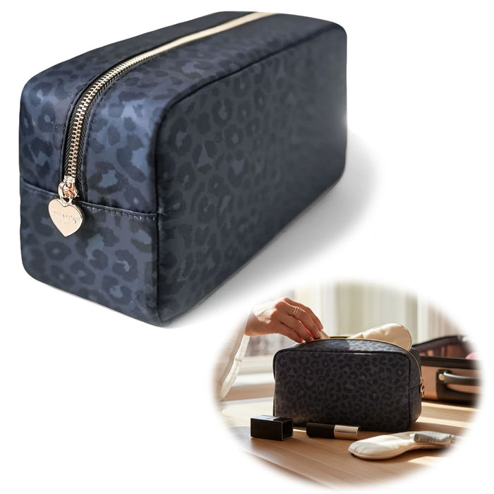 Mimi's Glow Kulturtasche Romy 26x14cm Leo Grau Schwarz Schminktasche Kosmetiktasche