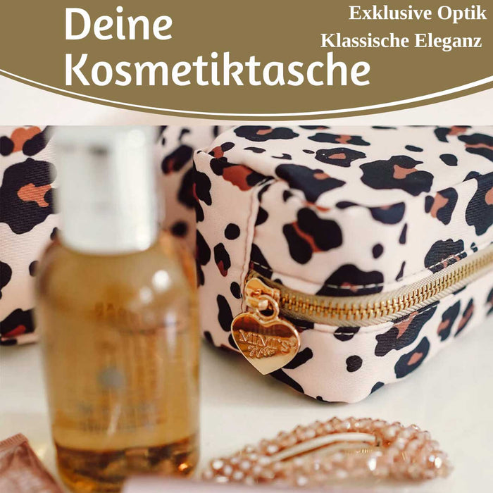 Mimi's Glow Kosmetiktasche Suki 21x7cm Leo Beige Schminktasche Mäppchen