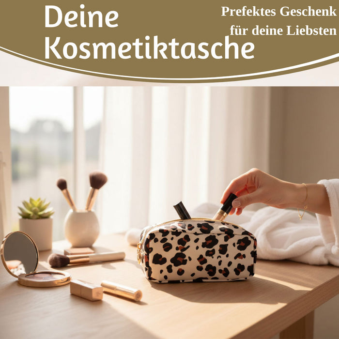 Mimi's Glow Kosmetiktasche Suki 21x7cm Leo Beige Schminktasche Mäppchen