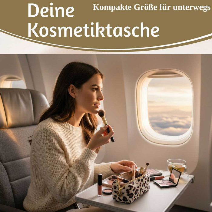 Mimi's Glow Kosmetiktasche Suki 21x7cm Leo Beige Schminktasche Mäppchen