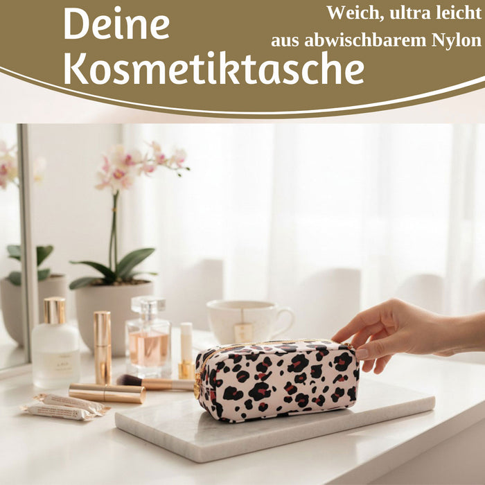 Mimi's Glow Kosmetiktasche Suki 21x7cm Leo Beige Schminktasche Mäppchen