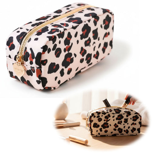 Mimi's Glow Kosmetiktasche Suki 21x7cm Leo Beige Schminktasche Mäppchen