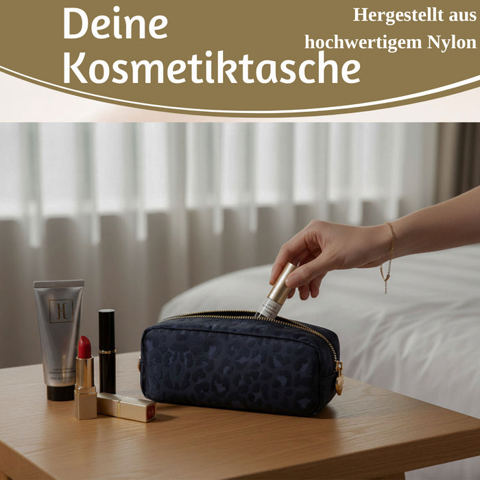 Mimi's Glow Kosmetiktasche Suki 21x7cm Leo Grau Schwarz Schminktasche Mäppchen