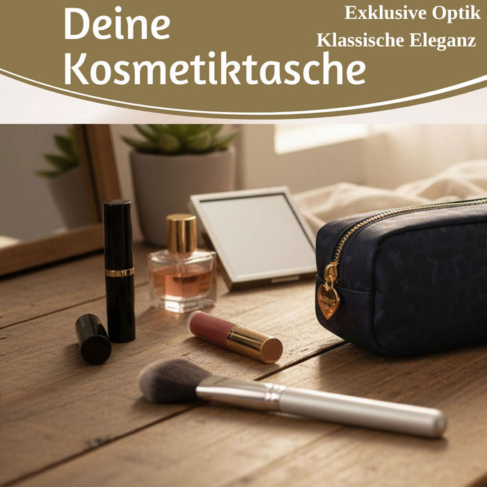 Mimi's Glow Kosmetiktasche Suki 21x7cm Leo Grau Schwarz Schminktasche Mäppchen