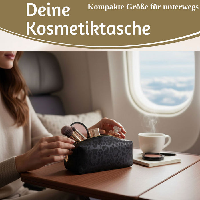 Mimi's Glow Kosmetiktasche Suki 21x7cm Leo Grau Schwarz Schminktasche Mäppchen