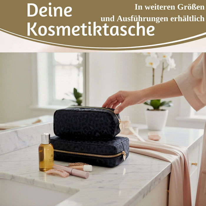 Mimi's Glow Kosmetiktasche Suki 21x7cm Leo Grau Schwarz Schminktasche Mäppchen