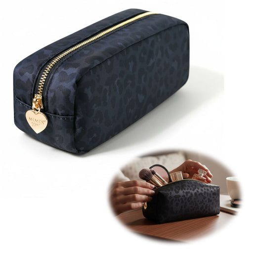 Mimi's Glow Kosmetiktasche Suki 21x7cm Leo Grau Schwarz Schminktasche Mäppchen