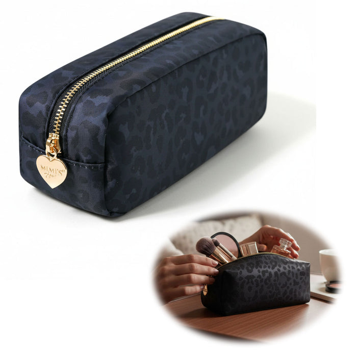 Mimi's Glow Kosmetiktasche Suki 21x7cm Leo Grau Schwarz Schminktasche Mäppchen