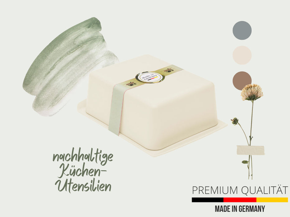 Natur-Design Butterdose 15x10cm Beige Made in Germany 250gr Deckel Butterglocke