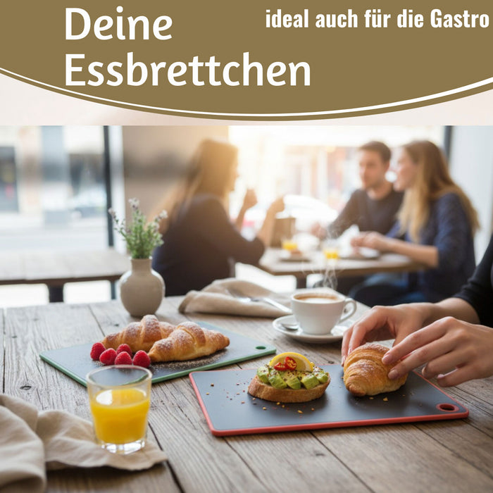 KI-generiertes Bild,6x Kunststoff Essbrettchen 23x16cm 6´er Set Grau Rutschfest Frühstücksbrettchen