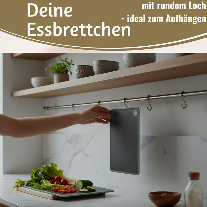 KI-generiertes Bild,6x Kunststoff Essbrettchen 23x16cm 6´er Set Grau Rutschfest Frühstücksbrettchen