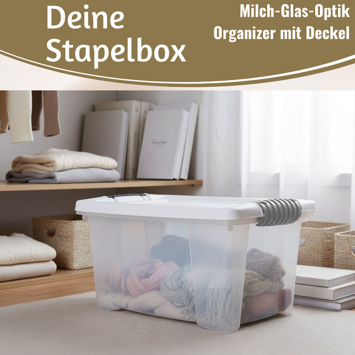KI-generiertes Bild,Stapelbox Allzweckbox 3´er Set 30x20x15cm mit Deckel Transportbox Stapelkiste