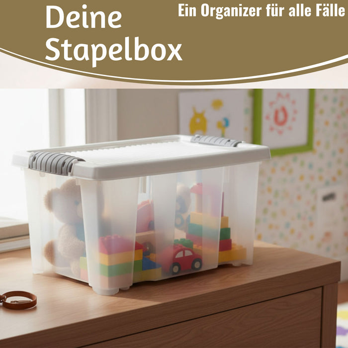 KI-generiertes Bild,Stapelbox Allzweckbox 30x20x15cm mit Deckel Transportbox Stapelkiste