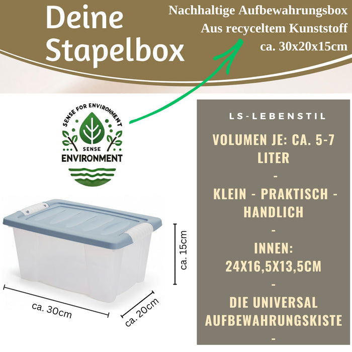Stapelbox Allzweckbox 30x20x15cm ♻️ mit Deckel Transportbox Stapelkiste