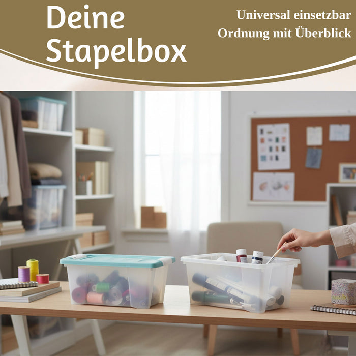 Stapelbox Allzweckbox 30x20x15cm ♻️ mit Deckel Transportbox Stapelkiste
