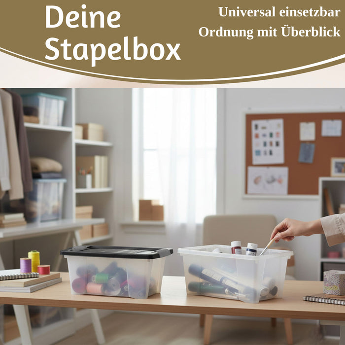Stapelbox Allzweckbox 30x20x15cm ♻️ mit Deckel Transportbox Stapelkiste