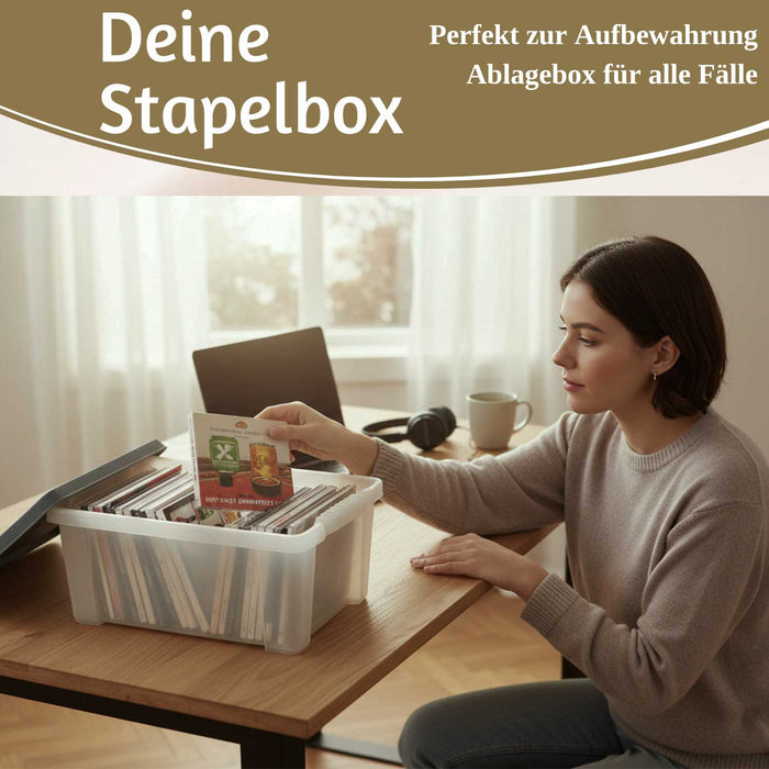 Stapelbox Allzweckbox 30x20x15cm ♻️ mit Deckel Transportbox Stapelkiste