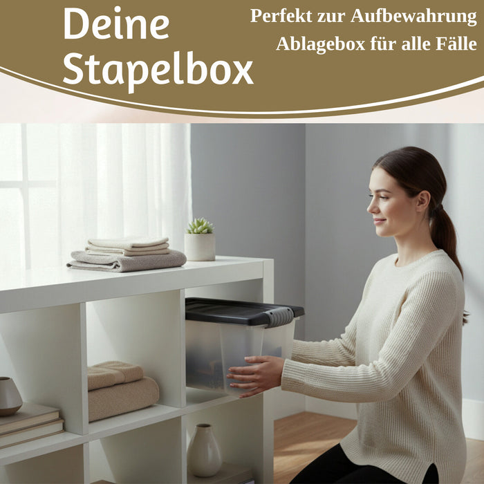 Stapelbox Allzweckbox 30x20x15cm ♻️ mit Deckel Transportbox Stapelkiste