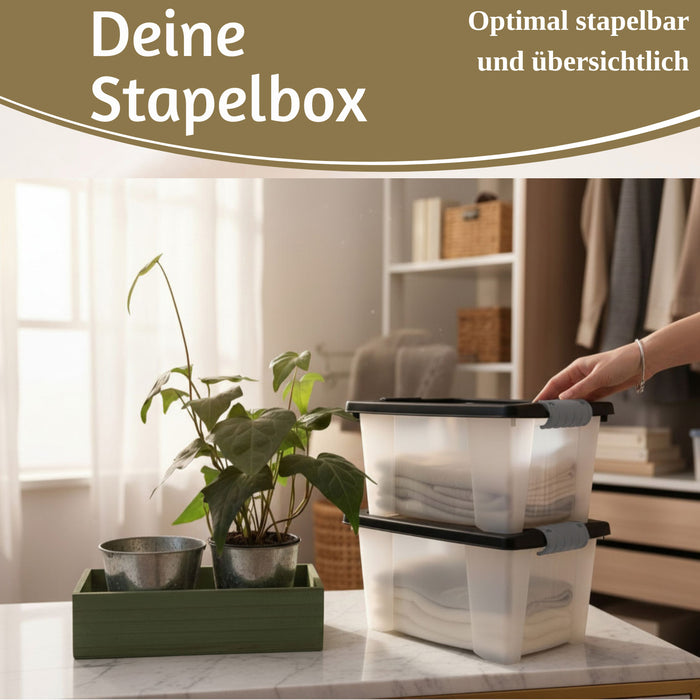 Stapelbox Allzweckbox 3´er Set 30x20x15cm Recycelt mit Deckel Transportbox Stapelkiste