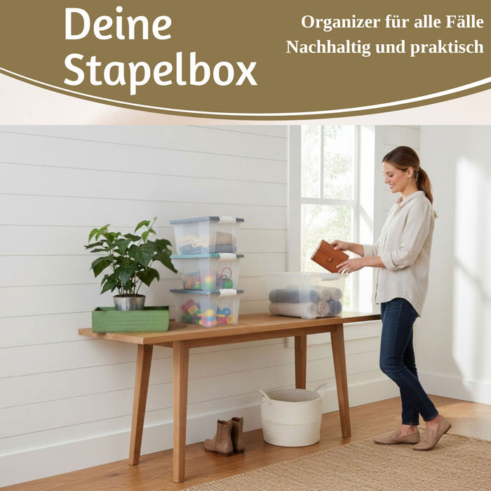 Stapelbox Allzweckbox 30x20x15cm ♻️ mit Deckel Transportbox Stapelkiste