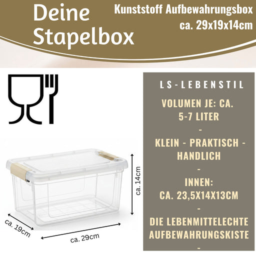 Stapelbox Allzweckbox 5L Lebensmittelecht mit Deckel Transportbox Stapelkiste