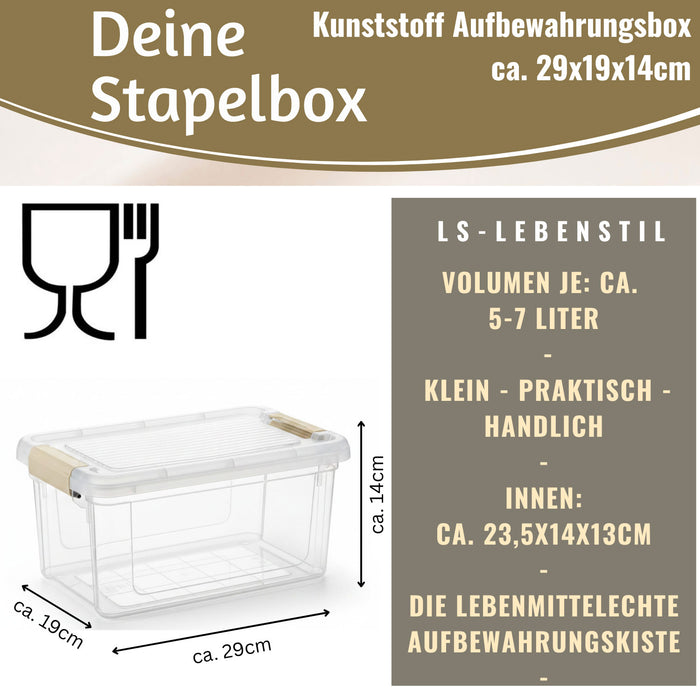 Stapelbox Allzweckbox 5L Lebensmittelecht mit Deckel Transportbox Stapelkiste