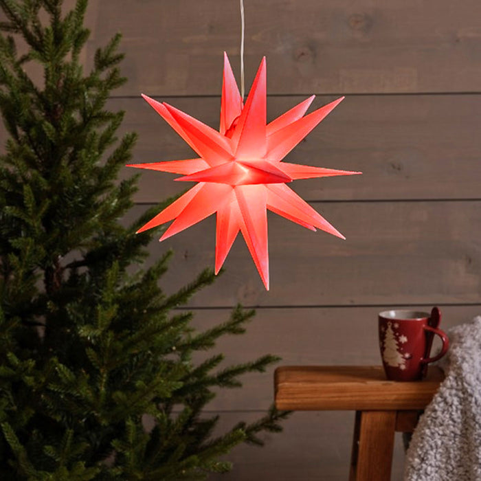 KI-generiertes Bild,3D Außen Leuchtstern Ø 40cm Rot 6 LED Beleuchtet Weihnachtsstern Faltstern