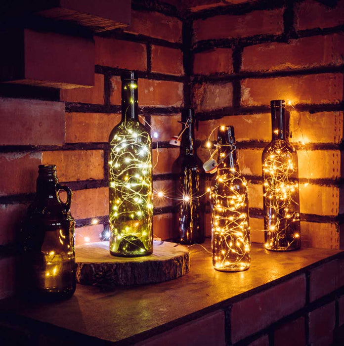 LED Flaschenlicht 10 LED Korken Lichterkette mit Timer Batterie Flasch — LS-LebenStil