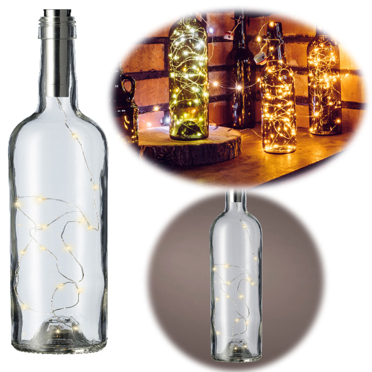 LED Flaschenlicht 10 LED Korken Lichterkette mit Timer Batterie Flasch — LS-LebenStil