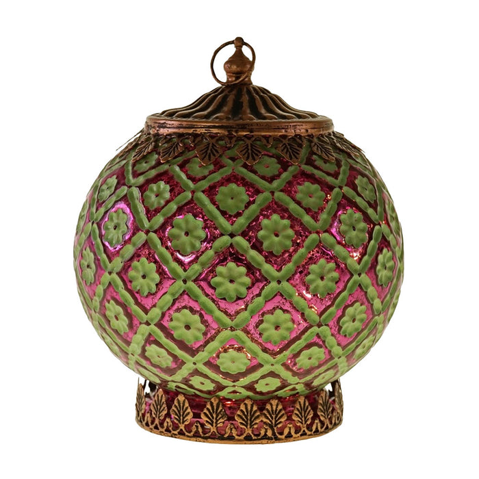 LED Glas Tischlaterne Kairo 15cm Grün orientalische Lampe Lichterkette Windlicht