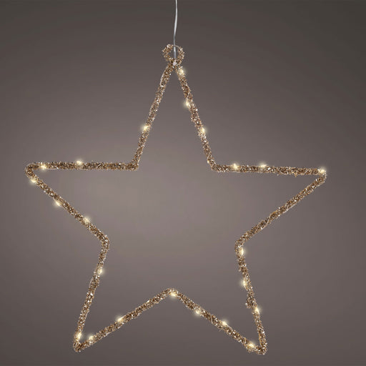 2x 35 LED Leuchtstern Weihnachtsstern Ø 38cm Gold Timer Batterie Beleuchtet