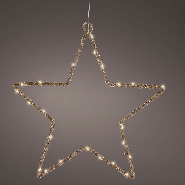 2x 35 LED Leuchtstern Weihnachtsstern Ø 38cm Gold Timer Batterie Beleuchtet