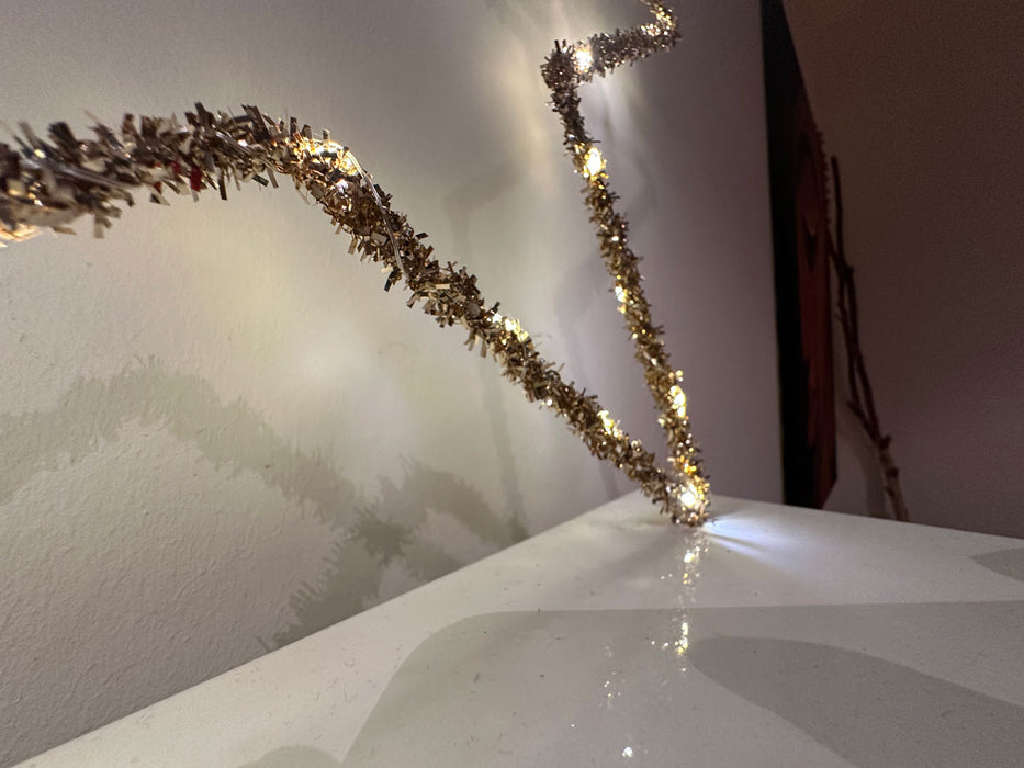 2x 35 LED Leuchtstern Weihnachtsstern Ø 38cm Gold Timer Batterie Beleuchtet