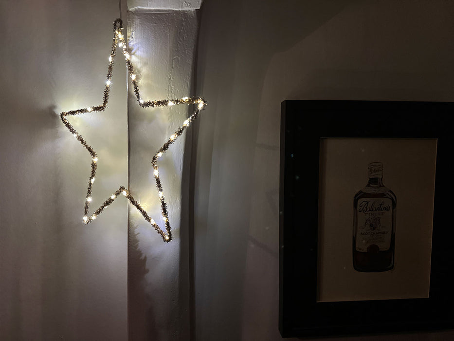 2x 35 LED Leuchtstern Weihnachtsstern Ø 38cm Gold Timer Batterie Beleuchtet